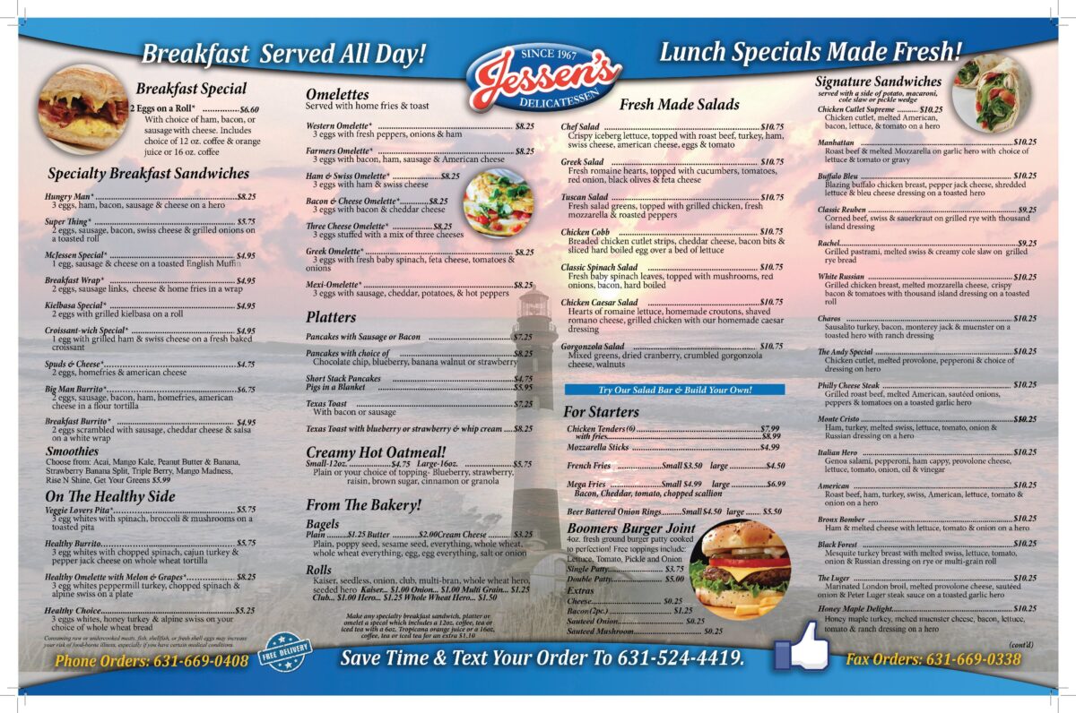 Our Menu Jessen's Deli